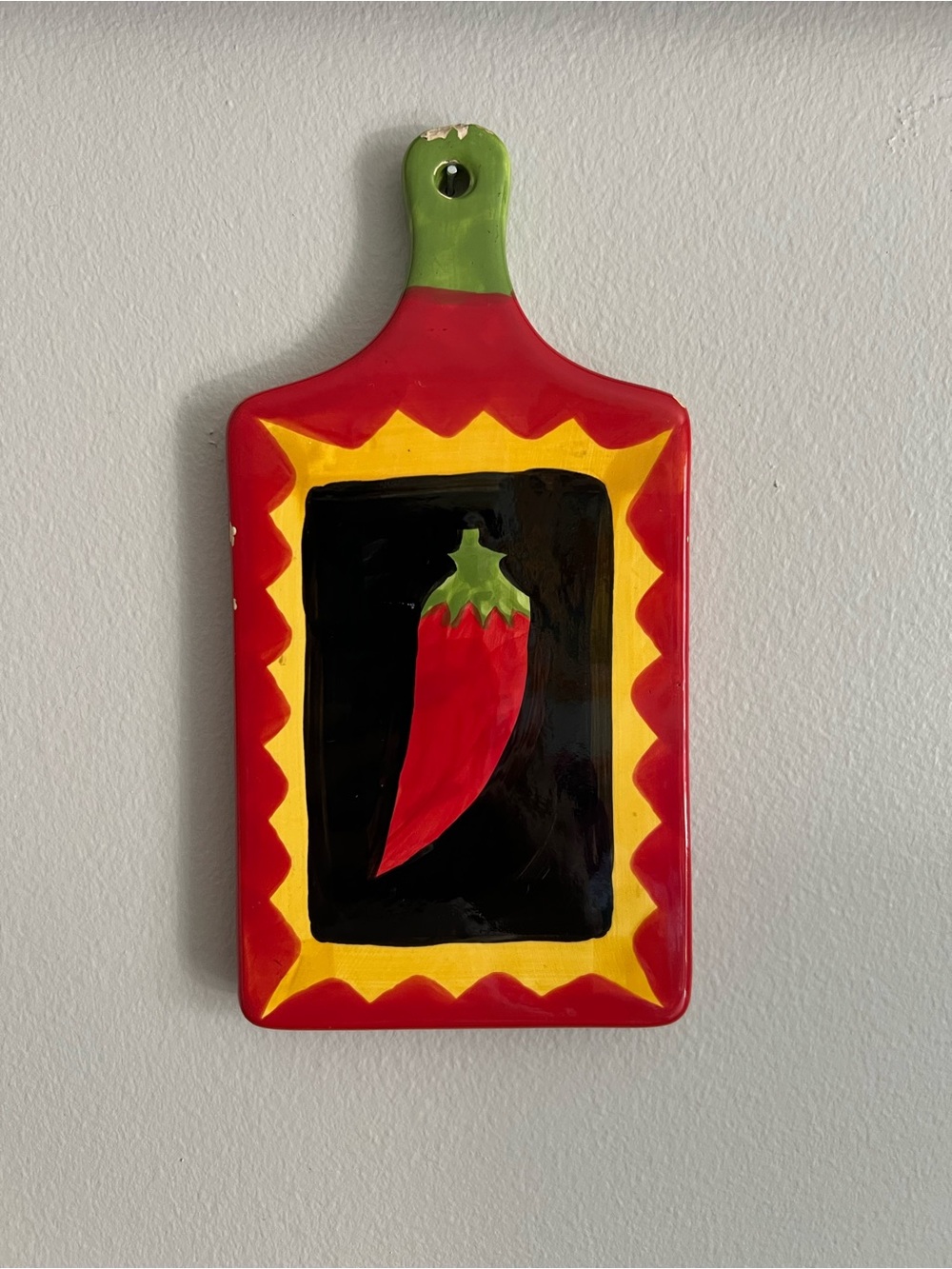 Hand-Painted Red Chili Ceramic Wall Plaque